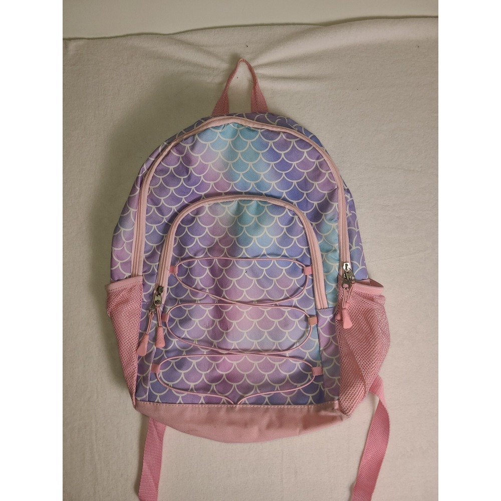 Mermaid Scale Backpack Kids Pink Purple Ombre School Bag Ocean Girly Academic